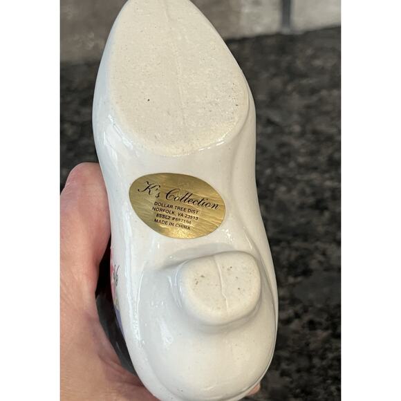 Vintage K’s Collection Porcelain Victorian Shoe Blue & Pink Florals & Gold Trim - Picture 6 of 7